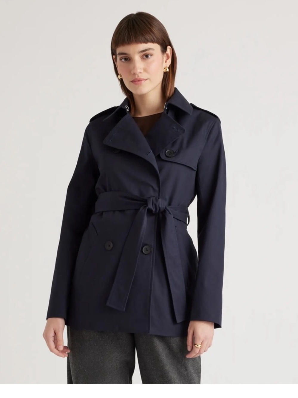 Quince Comfort Stretch Short Trench Coat NWT - Picture 1 of 9